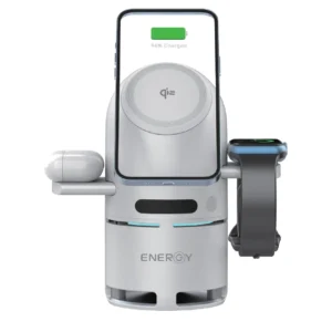 מעמד טעינה אלחוטית ENERGY Geometry 3 White עם רמקול Bluetooth ותמיכה ב-MagSafe