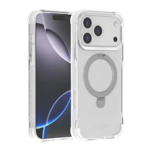 כיסוי Grip Case Legend MagSafe לאייפון 17 Pro Max בצבע שקוף עם טבעת מתכת מובנית, מגנט MagSafe, ציפוי מיקרופייבר והגנה מתקדמת.