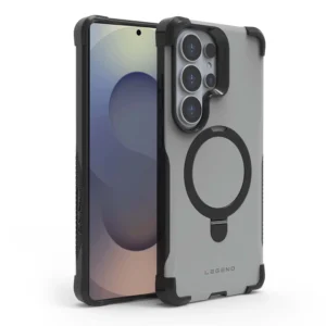 כיסוי Grip Case Legend MagSafe ל-Samsung Galaxy S26 Ultra בצבע אפור עם תמיכה ב-MagSafe, הגנה מתקדמת ואחיזה נוחה במיוחד.