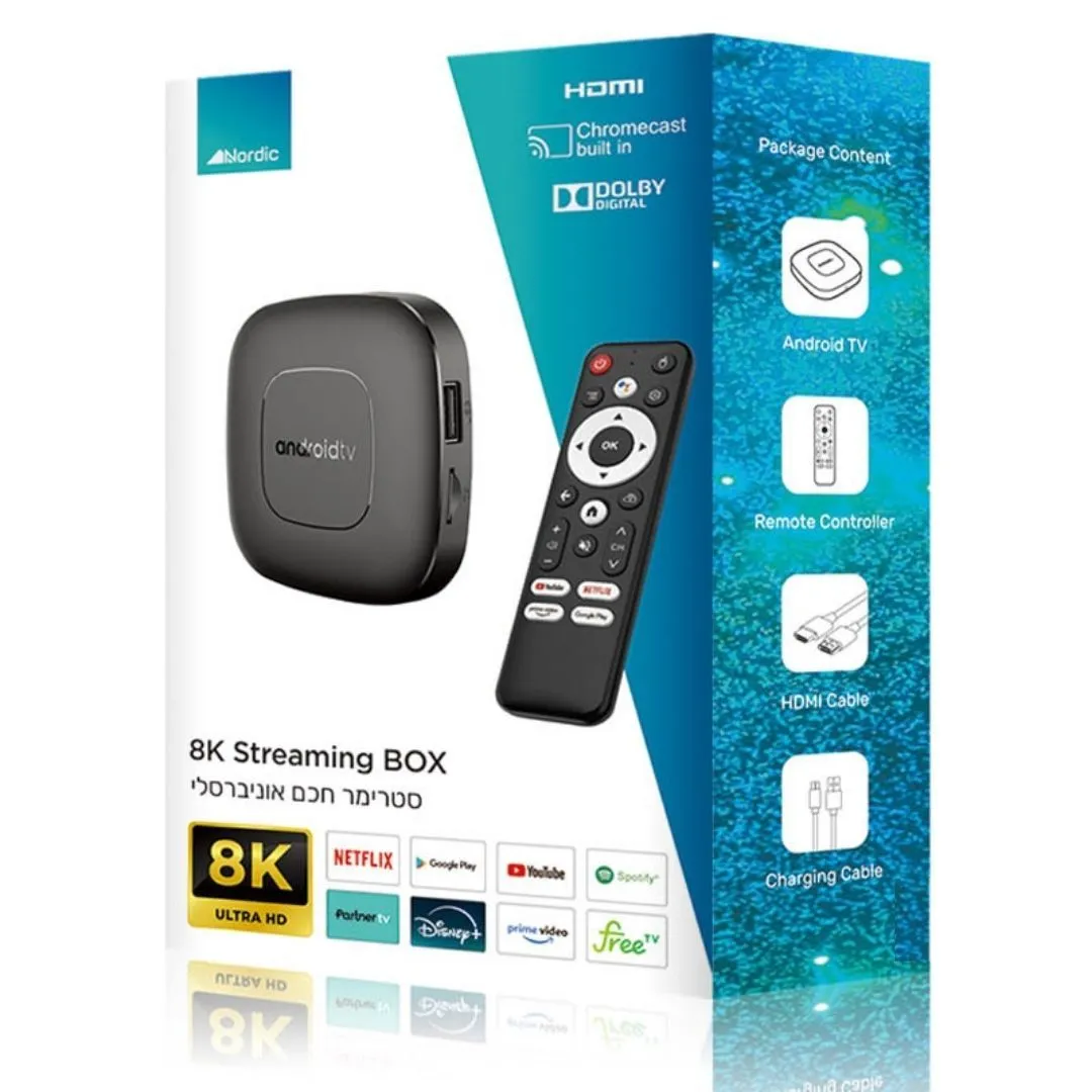 סטרימר חכם Nordic TV Box Android 13 עם תמיכה ב-8K