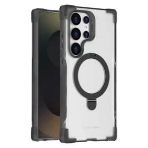 כיסוי Grip Case Legend MagSafe ל-Samsung Galaxy S24 Ultra בצבע Smoke עם תמיכה ב-MagSafe, הגנה מתקדמת, אחיזה נוחה ועיצוב חצי שקוף יוקרתי.
