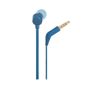 אוזניות חוטיות JBL TUNE160 כחולות עם Pure Bass מיקרופון וכבל שטוח