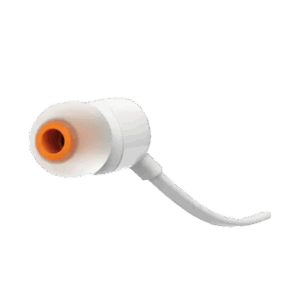 אוזניות חוטיות JBL TUNE160 לבנות עם Pure Bass מיקרופון וכבל שטוח
