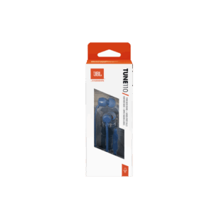 אוזניות חוטיות JBL TUNE110 כחולות עם Pure Bass מיקרופון וכבל שטוח