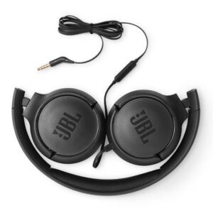 אוזניות קשת חוטיות JBL TUNE500 שחורות עם מיקרופון ו־Pure Bass