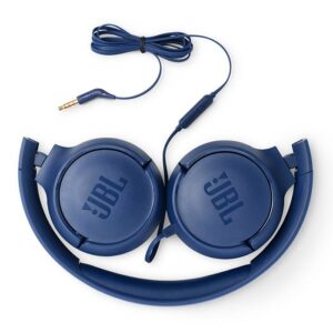 אוזניות קשת חוטיות JBL TUNE500 כחולות עם מיקרופון ו־Pure Bass